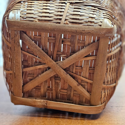 9.25" Vintage Wicker Woven Basket With Handles
