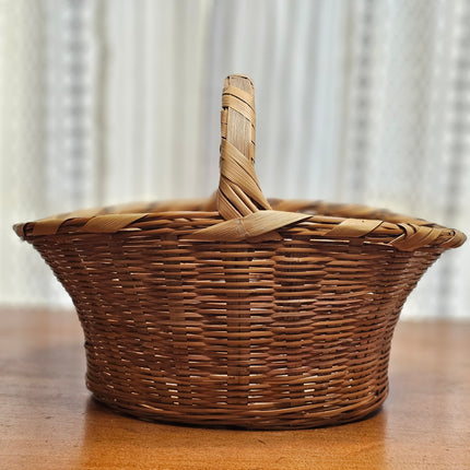10.5" x 15.75" Vintage Woven Gathering Basket With Handle