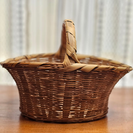 10.5" x 15.75" Vintage Woven Gathering Basket With Handle