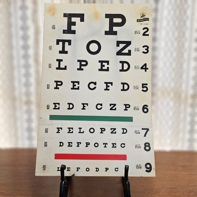 Vintage Snellen Eye Test Chart