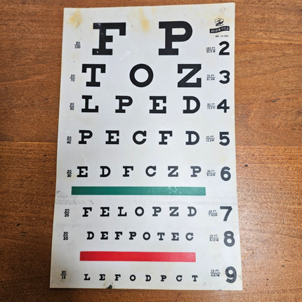 Vintage Snellen Eye Test Chart