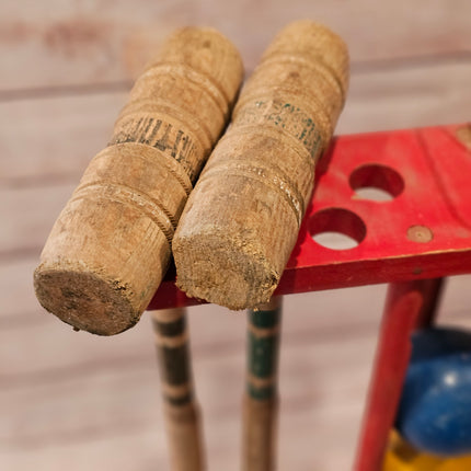 Vintage Croquet Set With Red Stand