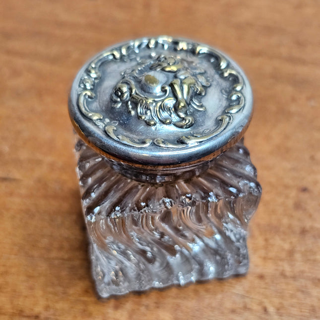 Vintage Art Nouveau Glass Inkwell