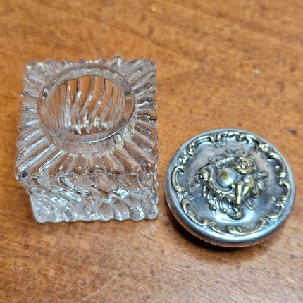 Vintage Art Nouveau Glass Inkwell