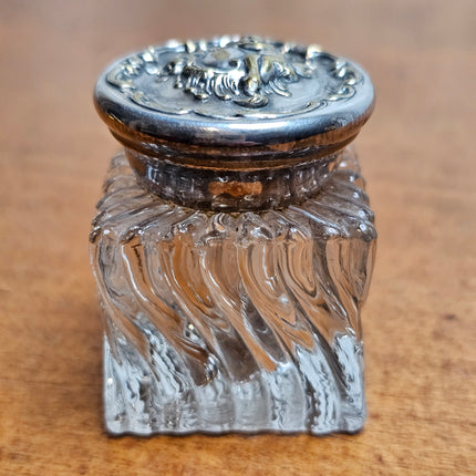 Vintage Art Nouveau Glass Inkwell