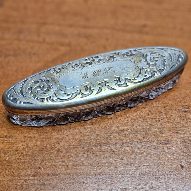 Vintage Edwardian Crystal Oval Trinket Box
