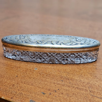 Vintage Edwardian Crystal Oval Trinket Box