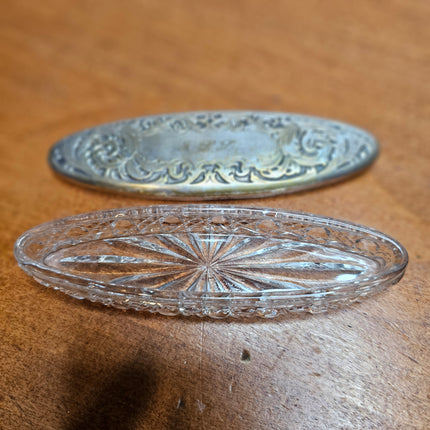 Vintage Edwardian Crystal Oval Trinket Box