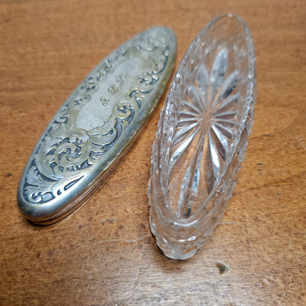 Vintage Edwardian Crystal Oval Trinket Box