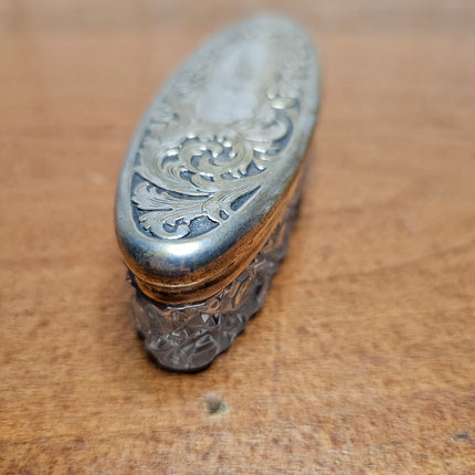 Vintage Edwardian Crystal Oval Trinket Box