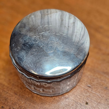 Vintage Glass and Sterling Silver Cosmetic Jar