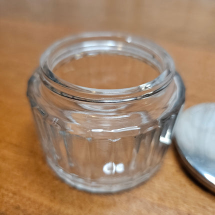 Vintage Glass and Sterling Silver Cosmetic Jar