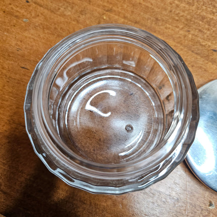 Vintage Glass and Sterling Silver Cosmetic Jar