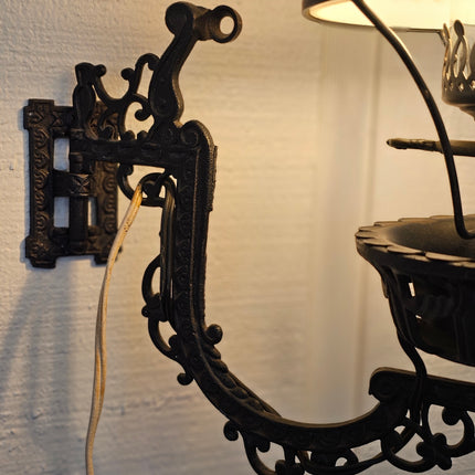 Vintage Swivel Cast Iron Hobnail Milk Glass Wall Lamp
