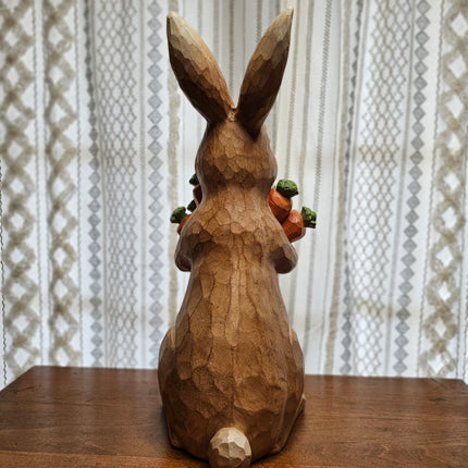 Large Standing Bunny with Carrots and Baby Bunny