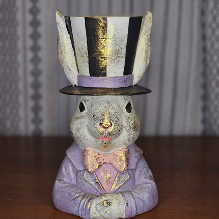 Easter Bunny with Black and White Top Hat Decor