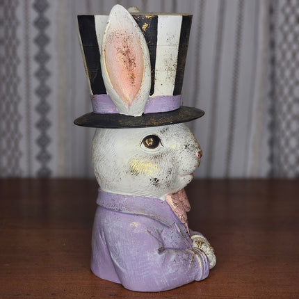 Easter Bunny with Black and White Top Hat Decor