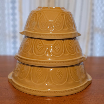 Vintage Style Set of 3 Mustard Yellow Nesting Mixing Bowls