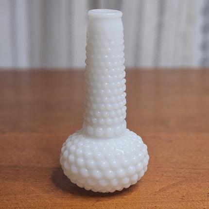 Vintage Hobnail White Milk Glass Rounded Base Bud Vase