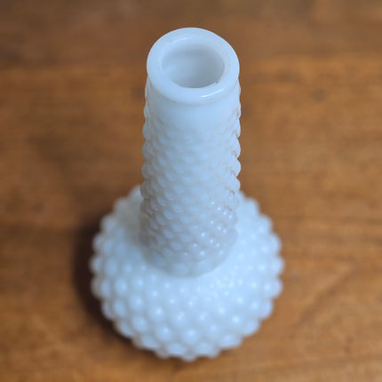 Vintage Hobnail White Milk Glass Rounded Base Bud Vase