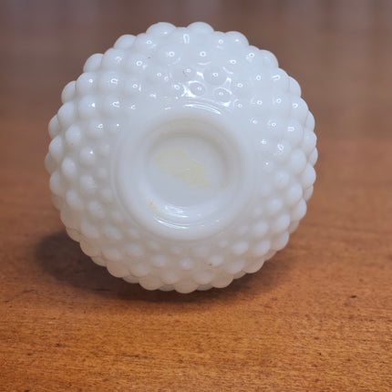Vintage Hobnail White Milk Glass Rounded Base Bud Vase