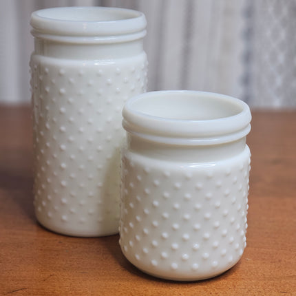 White Hobnail Milk Glass 7.25" Jar