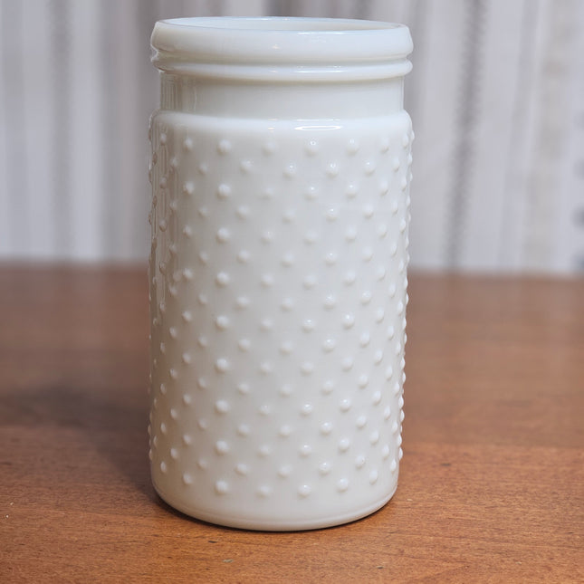 White Hobnail Milk Glass 7.25" Jar