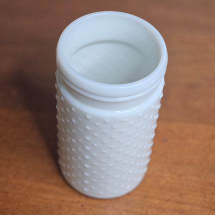 White Hobnail Milk Glass 7.25" Jar