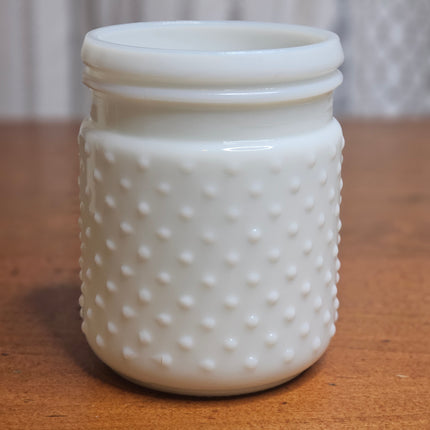 White Hobnail Milk Glass 5" Jar