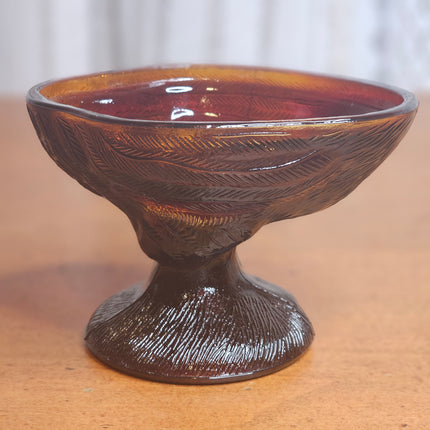 Vintage Dark Amber Rooster Glass Candy Dish Bottom Replacement