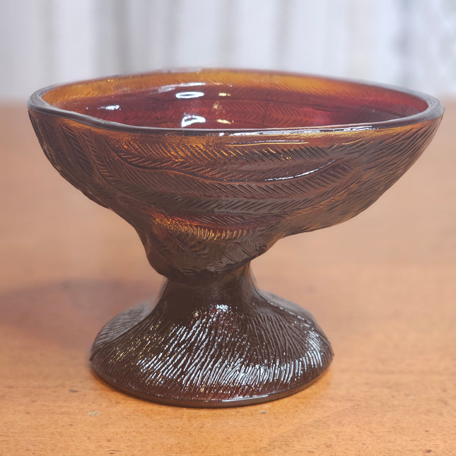 Vintage Dark Amber Rooster Glass Candy Dish Bottom Replacement