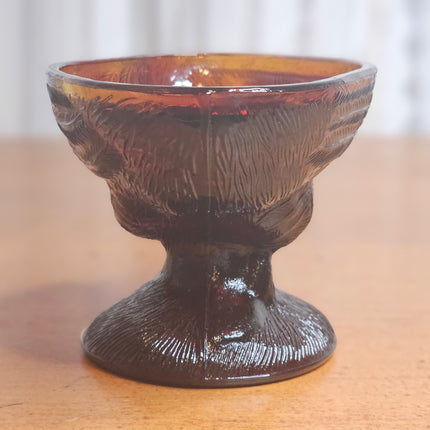 Vintage Dark Amber Rooster Glass Candy Dish Bottom Replacement