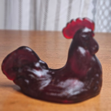 Vintage Ruby Red Rooster Glass Candy Dish Top Replacement
