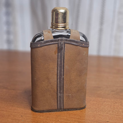 Vintage Glass Flask in Leather Carrying Case