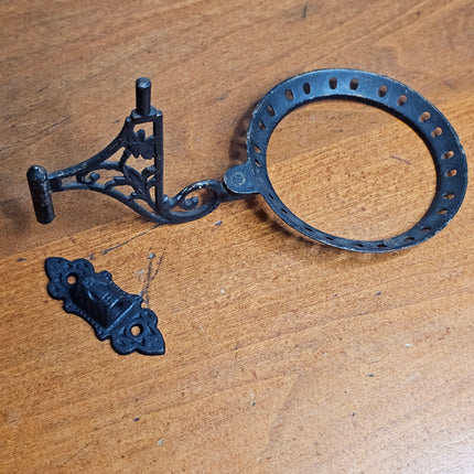 Antique Victorian Cast Iron Swing Arm Wall Sconce for Oil Lamp