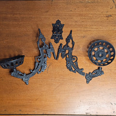 Antique Victorian Cast Iron Double Swing Arm Wall Sconce for Oil Lamp
