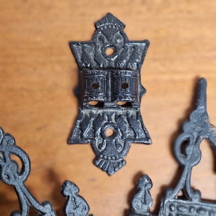 Antique Victorian Cast Iron Double Swing Arm Wall Sconce for Oil Lamp