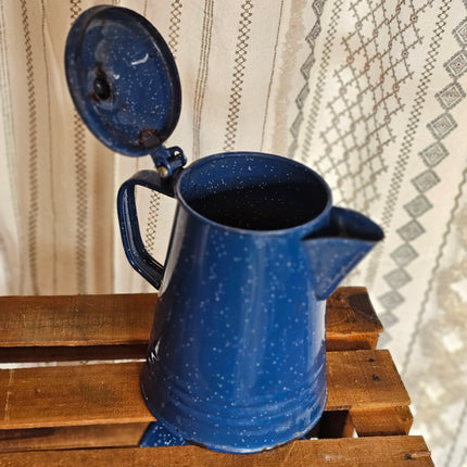 Vintage Blue Speckled Enamel Coffee Pot