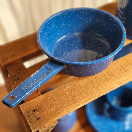 Vintage Blue Speckled Enamel Sauce Pan