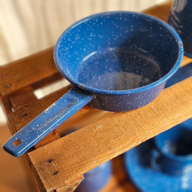 Vintage Blue Speckled Enamel Sauce Pan