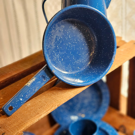 Vintage Blue Speckled Enamel Sauce Pan