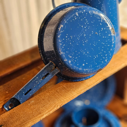 Vintage Blue Speckled Enamel Sauce Pan
