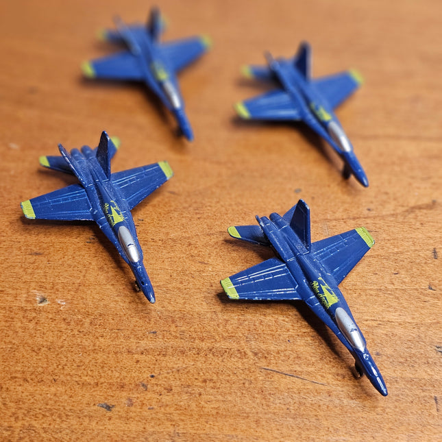Set of 4 F-18 Hornet Blue Angels #2 Navy Die Cast Airplane Toys