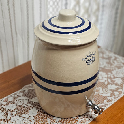 Vintage Robinson Ransbottom Blue Crown 2 Gallon Stoneware Crock With Spigot