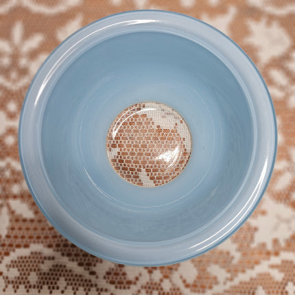 Vintage Set of 3 Glass Pyrex Moody Blues Clear Bottom Nesting Mixing Bowls