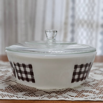 Vintage Glasbake Brown Tulip Round Casserole Dish 1 QT