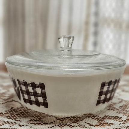 Vintage Glasbake Brown Tulip Round Casserole Dish 1 QT