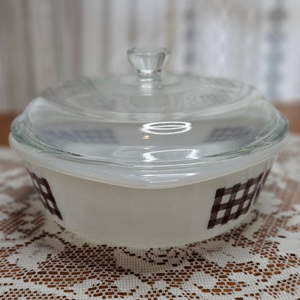 Vintage Glasbake Brown Tulip Round Casserole Dish 2 QT