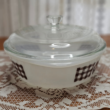 Vintage Glasbake Brown Tulip Round Casserole Dish 2 QT