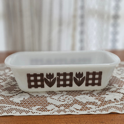 Vintage Glasbake Brown Tulip Round Loaf Pan 1.5 QT
